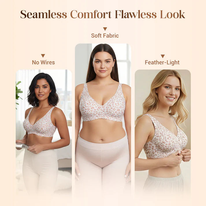 💗LAST DAY SALE - PACK OF 3 ⚡50K+ SOLD💕 🔥Super Firming Leopard Print Jelly Bra | Women Wirefree Bras 👍No More Sagging Breasts