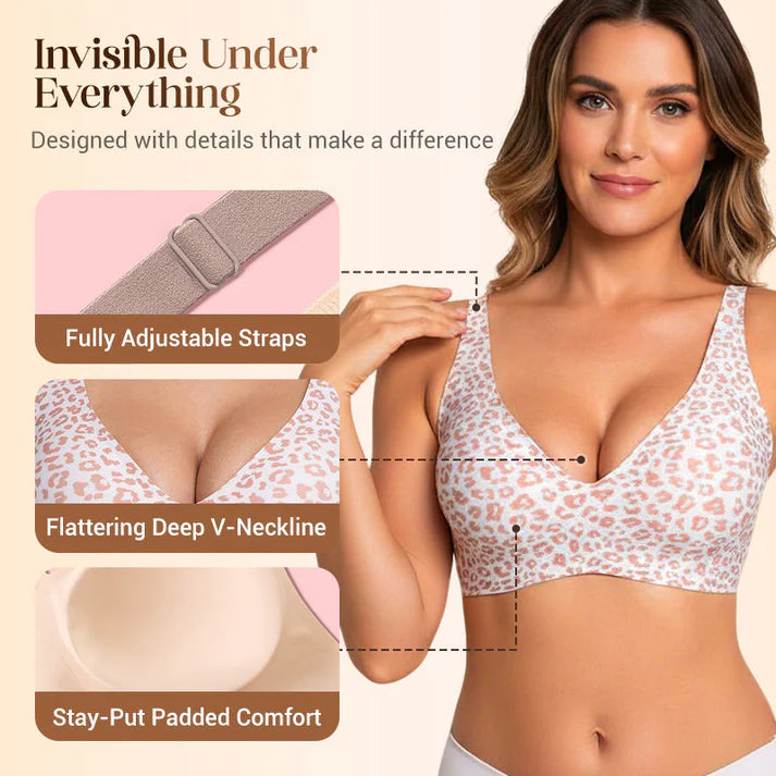 💗LAST DAY SALE - PACK OF 3 ⚡50K+ SOLD💕 🔥Super Firming Leopard Print Jelly Bra | Women Wirefree Bras 👍No More Sagging Breasts