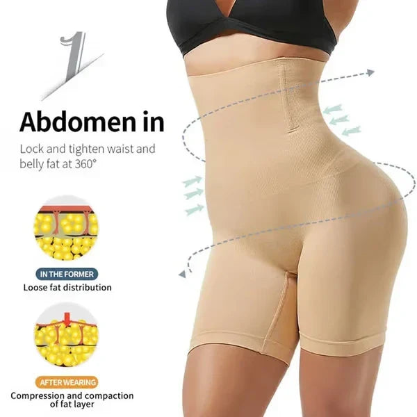 4-in-1 Shaper - Quick Slim Shape Wear Tummy, Back, Thighs, Hips - Black/Efffective Seamless Tummy Tucker