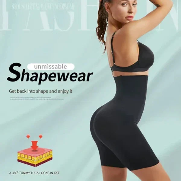 4-in-1 Shaper - Quick Slim Shape Wear Tummy, Back, Thighs, Hips - Black/Efffective Seamless Tummy Tucker